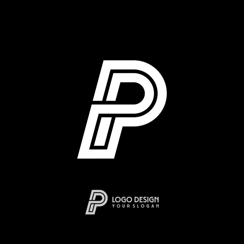 vector de diseño de logotipo de arte de línea de letra p