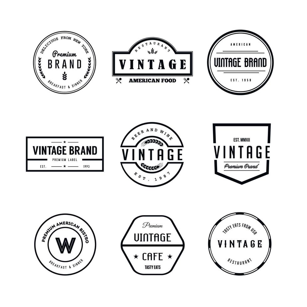 conjunto de vectores de insignia de logotipo vintage
