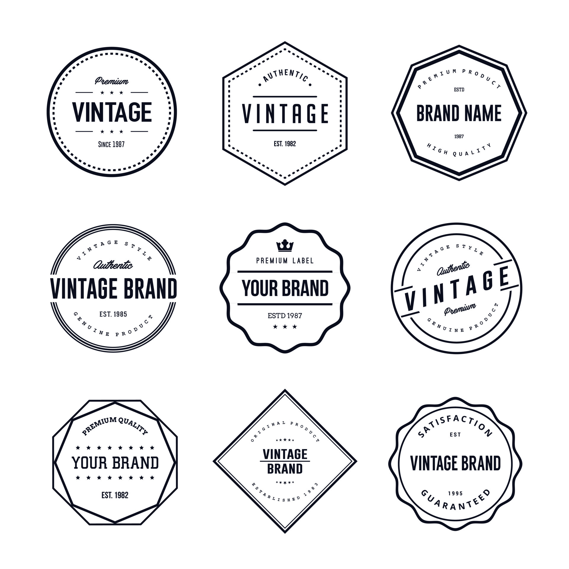 Vintage Brand Label Vector Set 5514244 Vector Art at Vecteezy