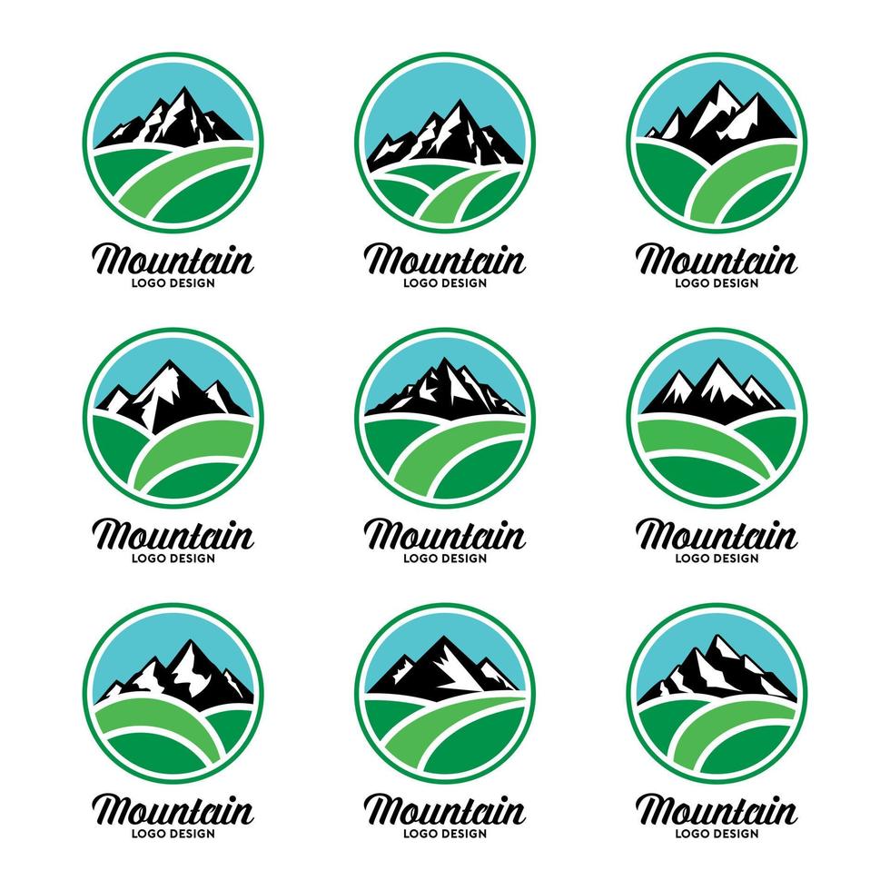 conjunto de vectores de diseño de logotipo de paisaje de montaña