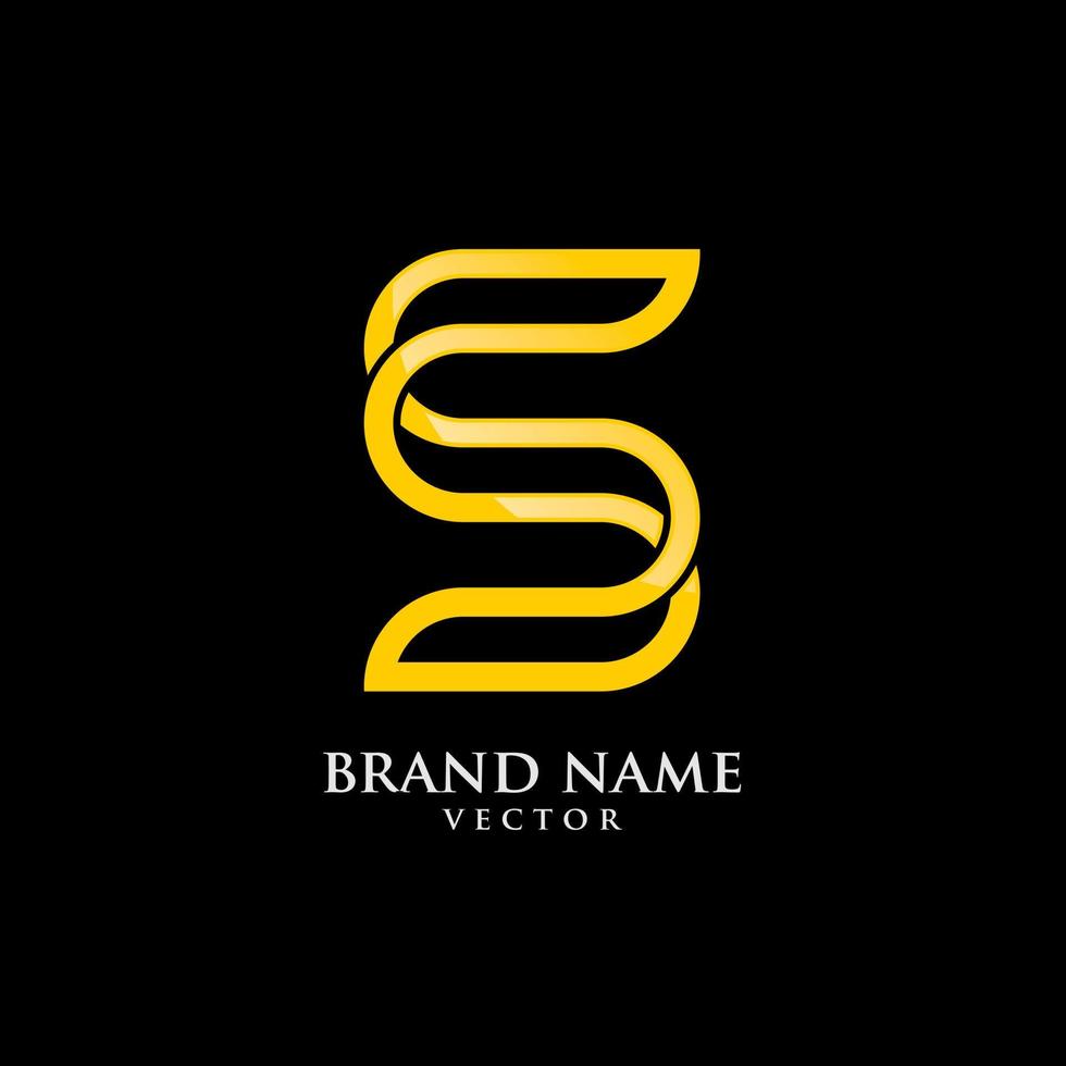 vector de diseño de logotipo de arte de línea de oro de letra s