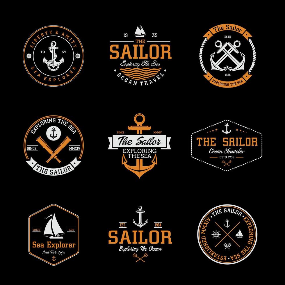 insignias de marinero vintage vector