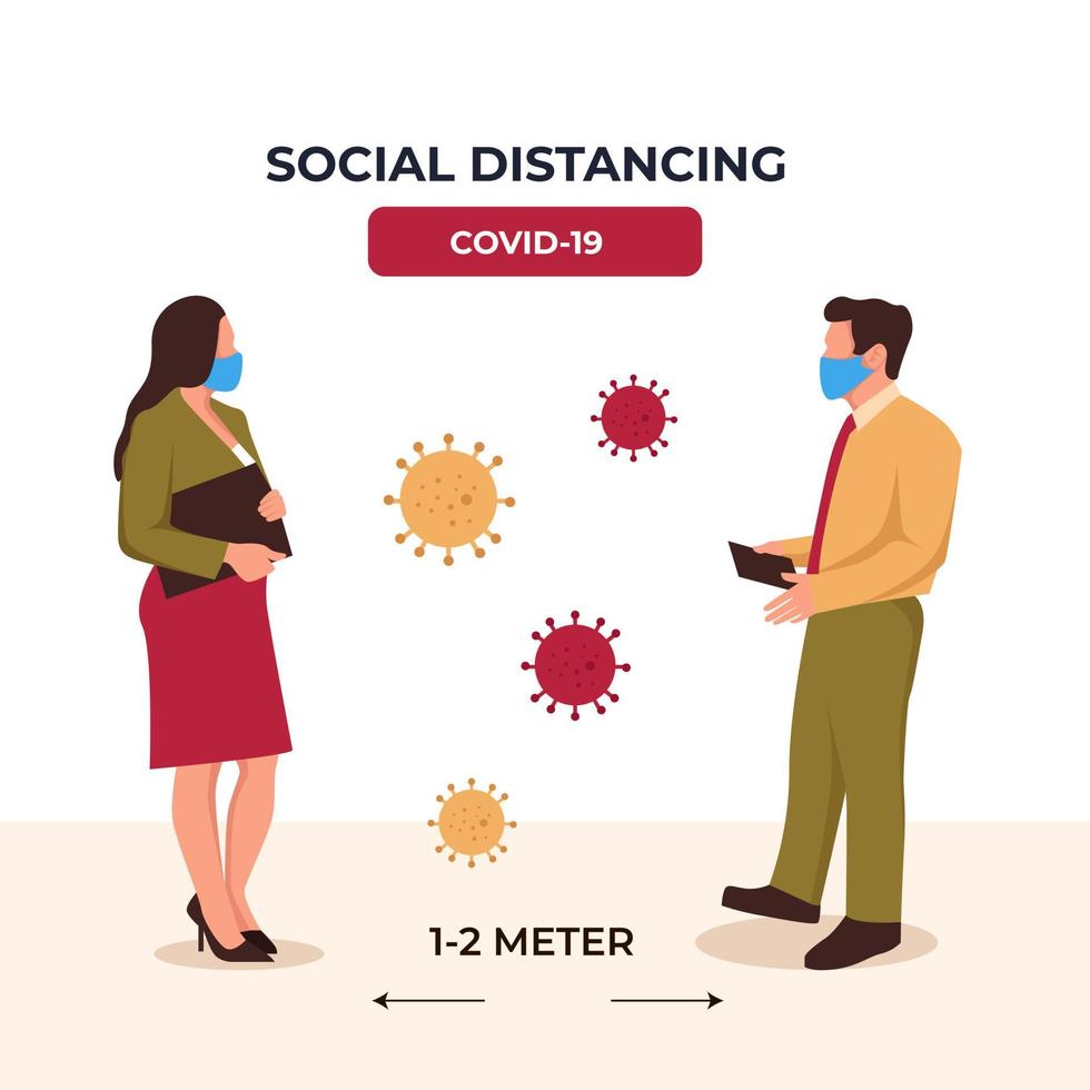 Social distancing. keep distance in public society to protect from COVID-19 outbreak. vector