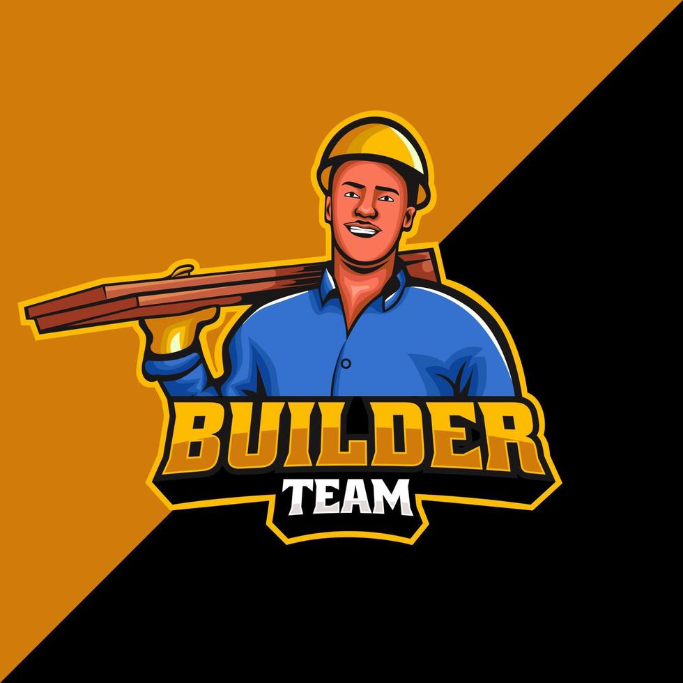 Builder team mascot logo template vector