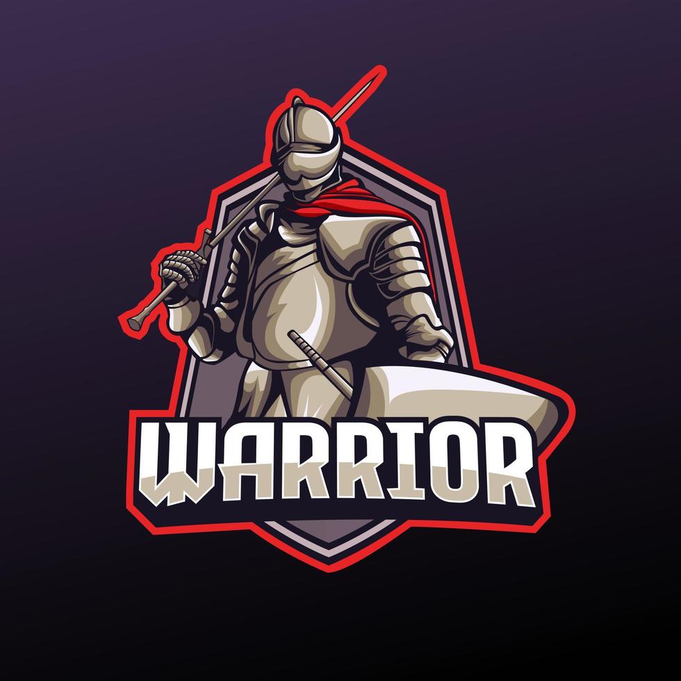 Knight warrior holding a sword mascot logo template. vector