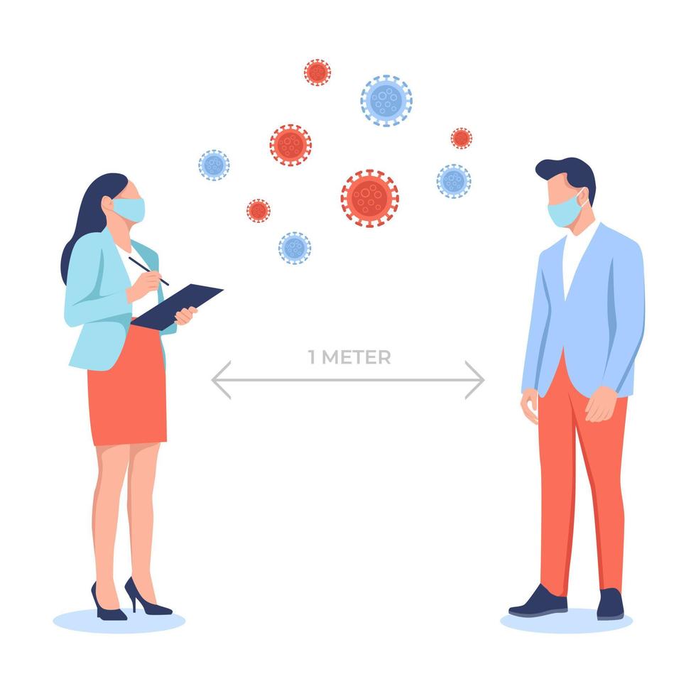 Social distancing, keep distance in public society people to protect from COVID-19 coronavirus outbreak vector