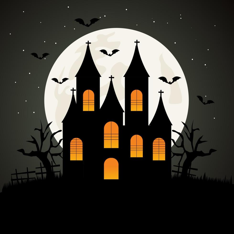 vector illustration of halloween castle. halloween party invitation