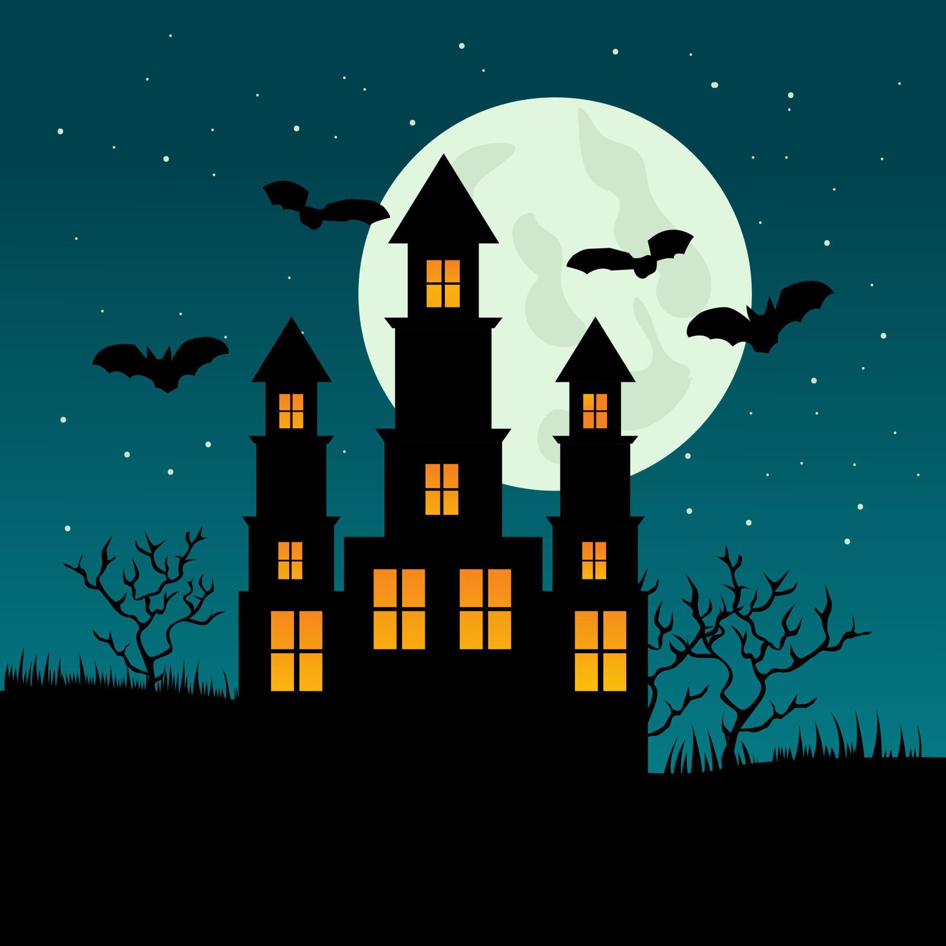 vector illustration of halloween castle. halloween party invitation ...