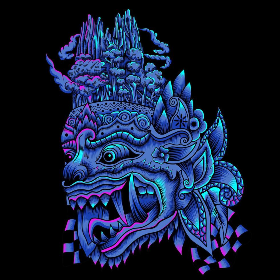 ilustración de máscara balinesa barong vector