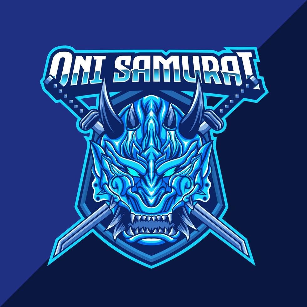 Oni mask samurai mascot logo template vector