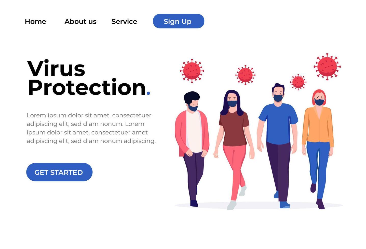 concepto único de diseño plano moderno de protección antivirus para sitios web y sitios web móviles. plantilla de página de destino. fácil de editar y personalizar. ilustración vectorial vector