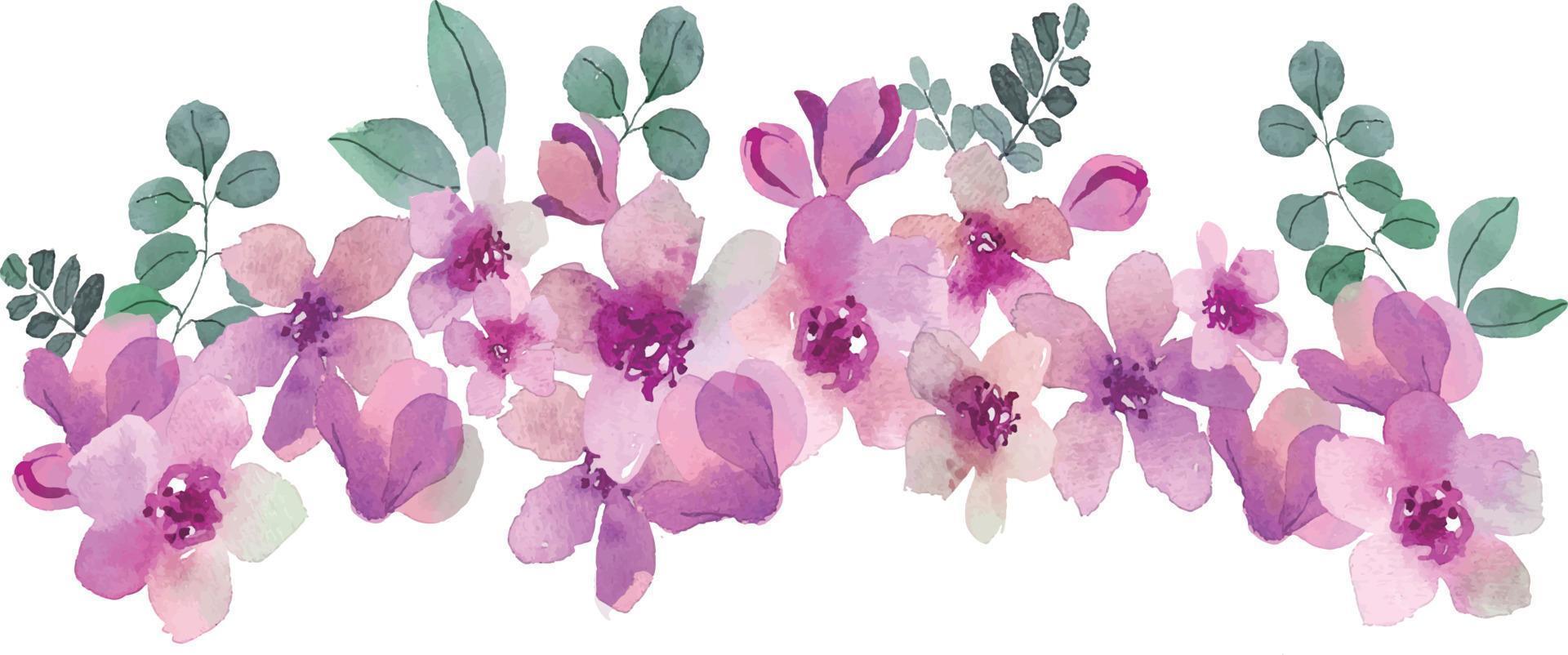 Watercolor Flowers Bouquet in Pink Flowers vector