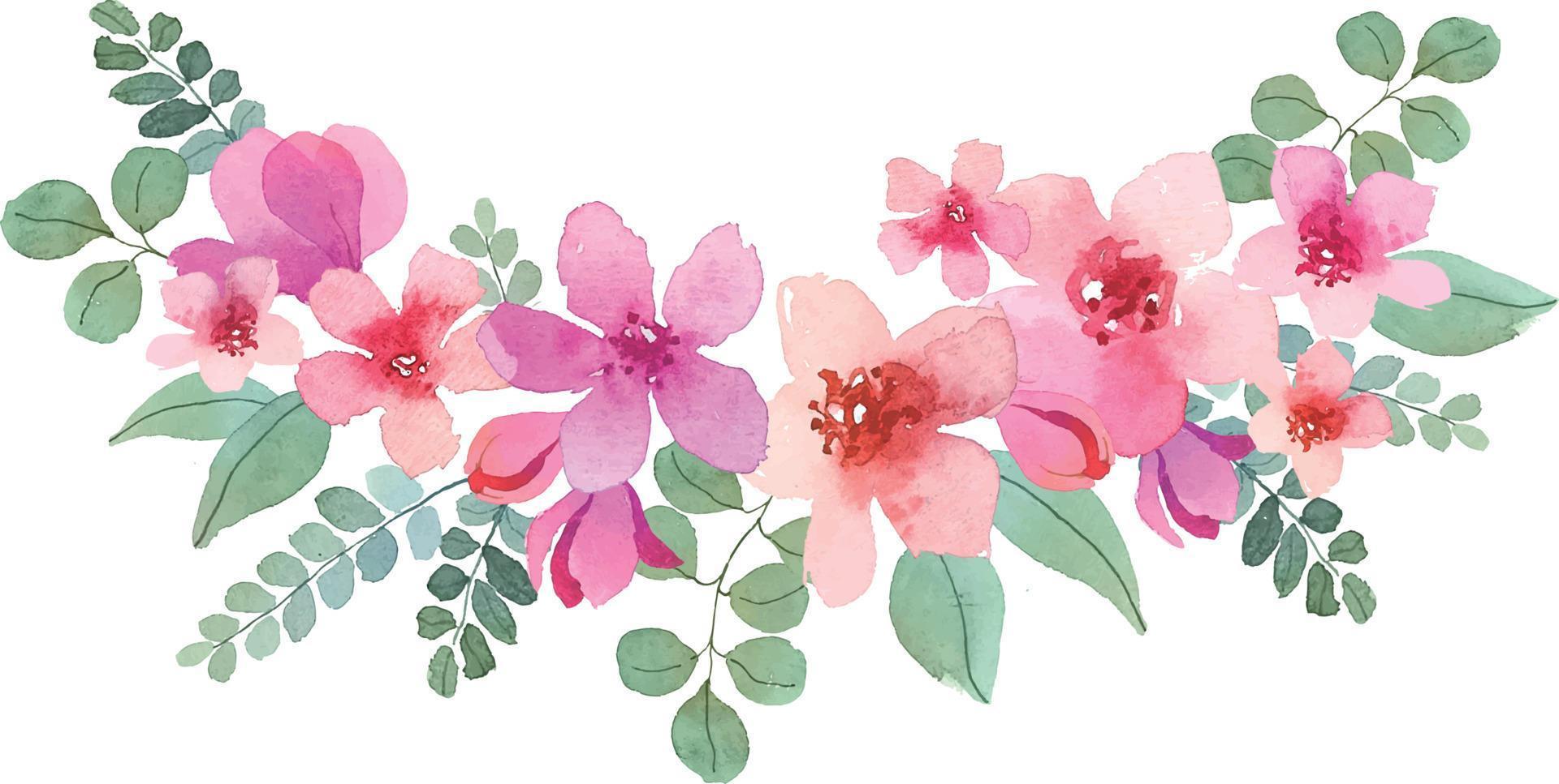 Watercolor bouquet of beautiful flowers vector