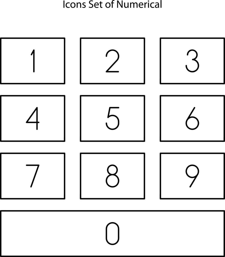 los iconos de la colección del título del número de los números establecen el vector. uno dos tres cuatro cinco seis siete ocho nueve cero números vector