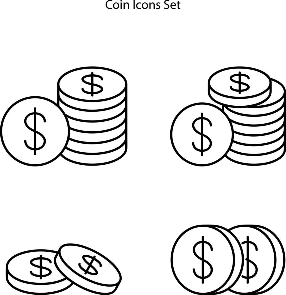dollar coins icon isolated on white background. dollar coins icon thin line outline linear dollar coins symbol for logo, web, app, UI. dollar coins icon simple sign. vector
