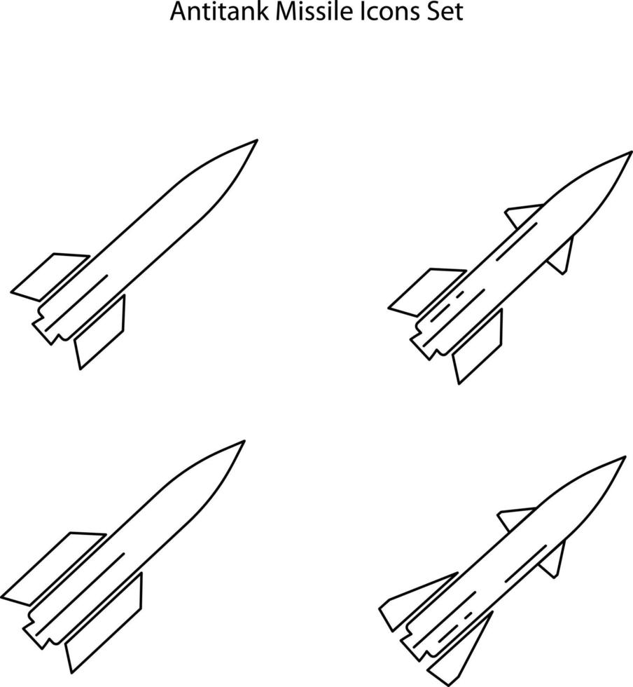 colección de iconos de colores de concepto de vector de ataque aéreo y misil.