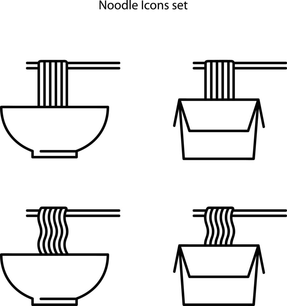 noodles icons set isolated on white background. noodles icon thin line outline linear noodles symbol for logo, web, app, UI. noodles icon simple sign. vector