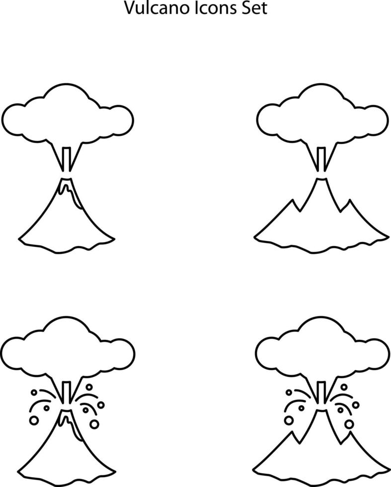 icono de línea de erupción de volcán. signo de estilo lineal para concepto móvil y diseño web. erupción de volcán de montaña con icono de vector de contorno de lava. símbolo, ilustración de logotipo.