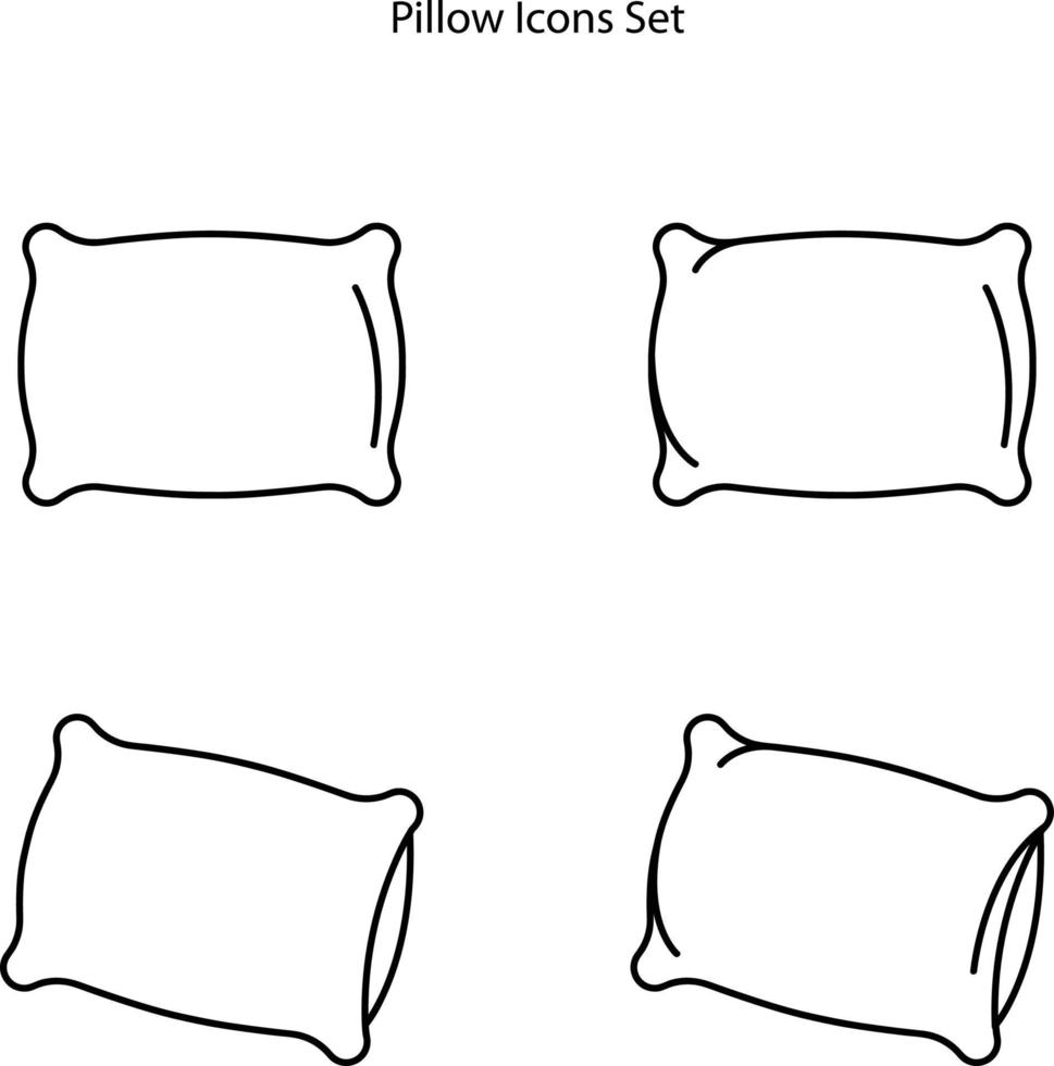 conjunto de iconos de almohada aislado sobre fondo blanco. icono de almohada contorno de línea delgada símbolo de almohada lineal para logotipo, web, aplicación, ui. signo simple de icono de almohada. vector