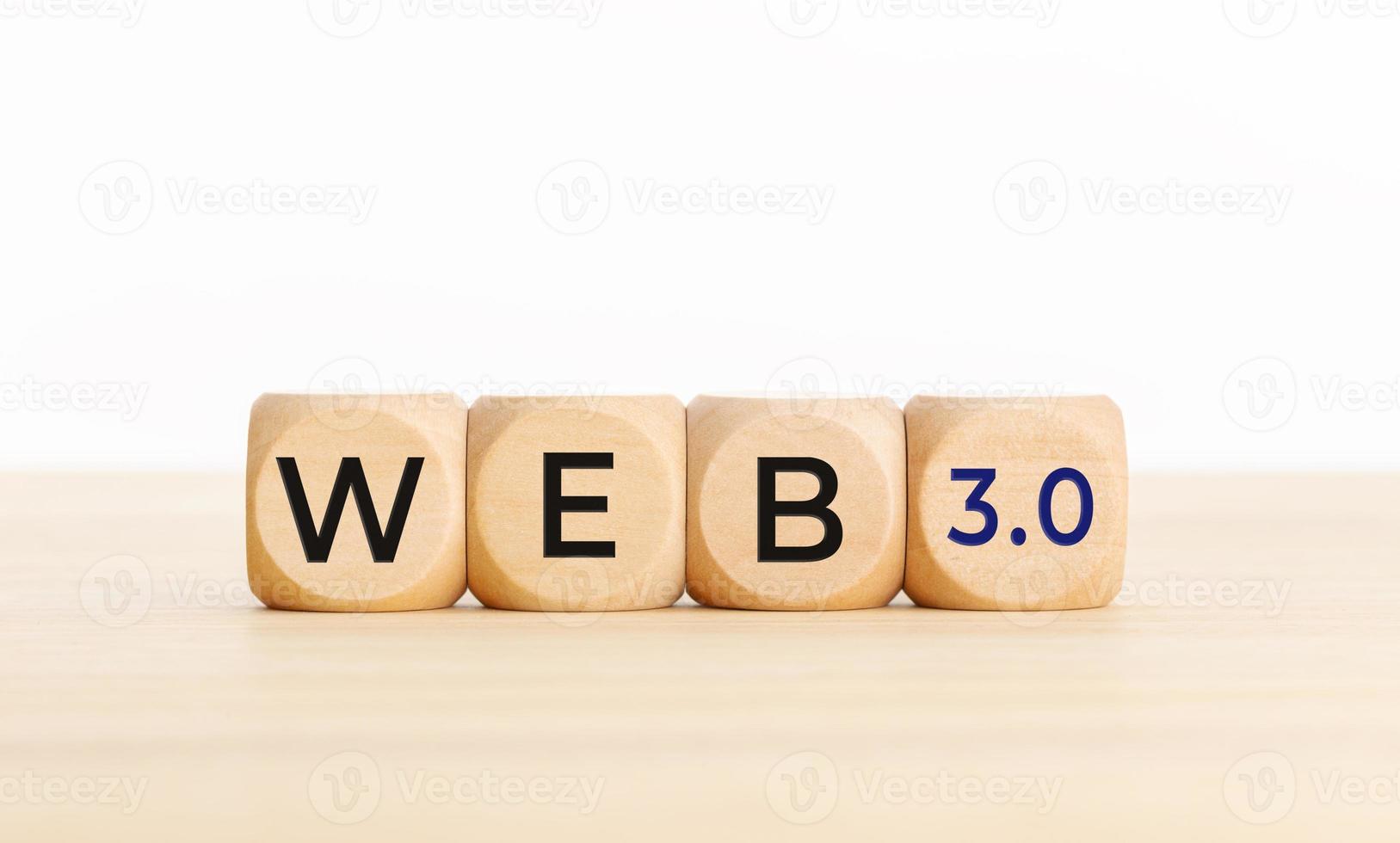Web 3.0 concept. Wooden blocks with text. Copy space photo