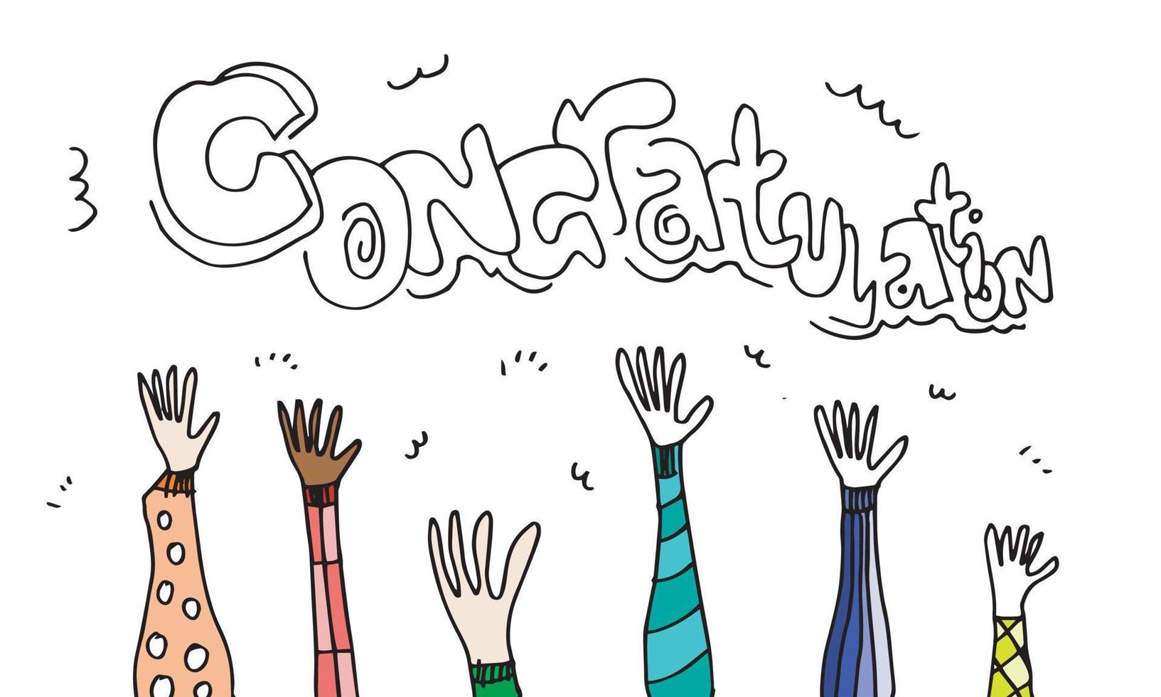 Applause hand draw on white background with congratulation  text.vector illustration. vector