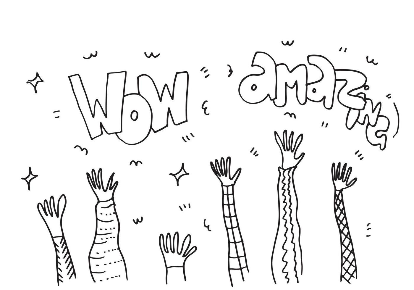 Applause hand draw on white background with wow amazing text.vector illustration vector