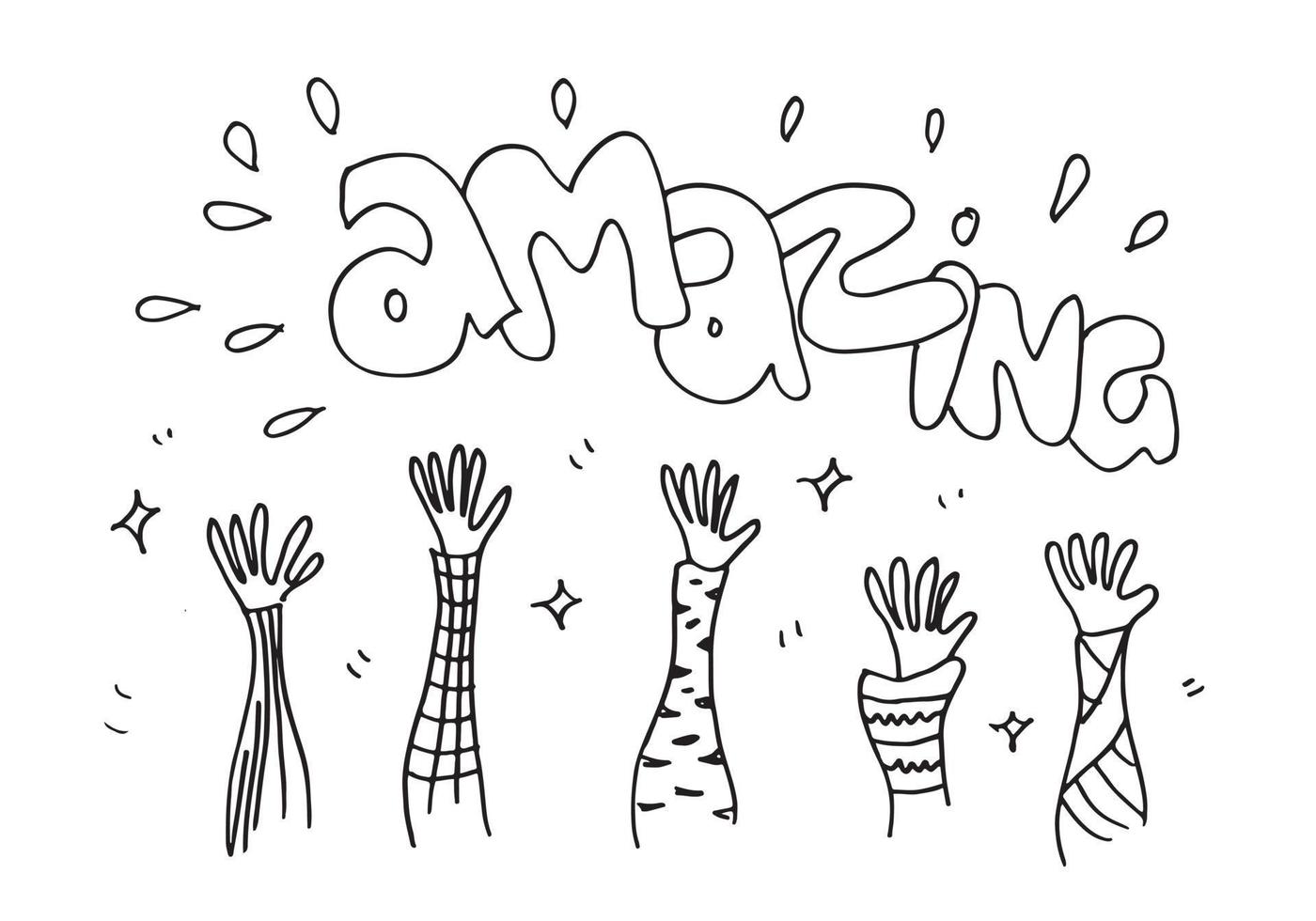 Applause hand draw on white background with amazing text.vector illustration. vector