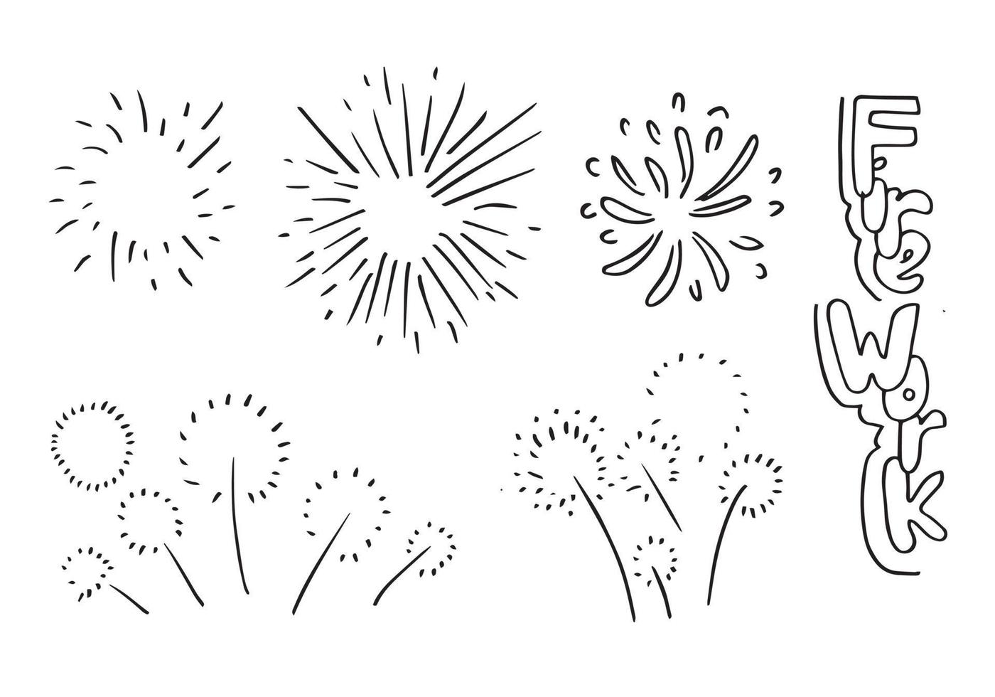 set of doodle firework isolated on white background hand drawn from firework.design elements. vector illustration.