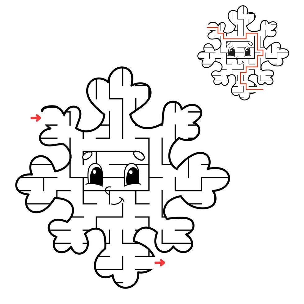 Abstract maze. Game for kids. Puzzle for children. Labyrinth conundrum. Find the right path. Education worksheet. With answer. Christmas theme. vector