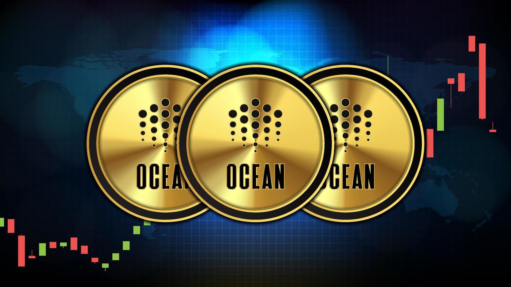 abstract futuristic technology background of Ocean Protocol OCEAN Price graph Chart coin digital cryptocurrency vector