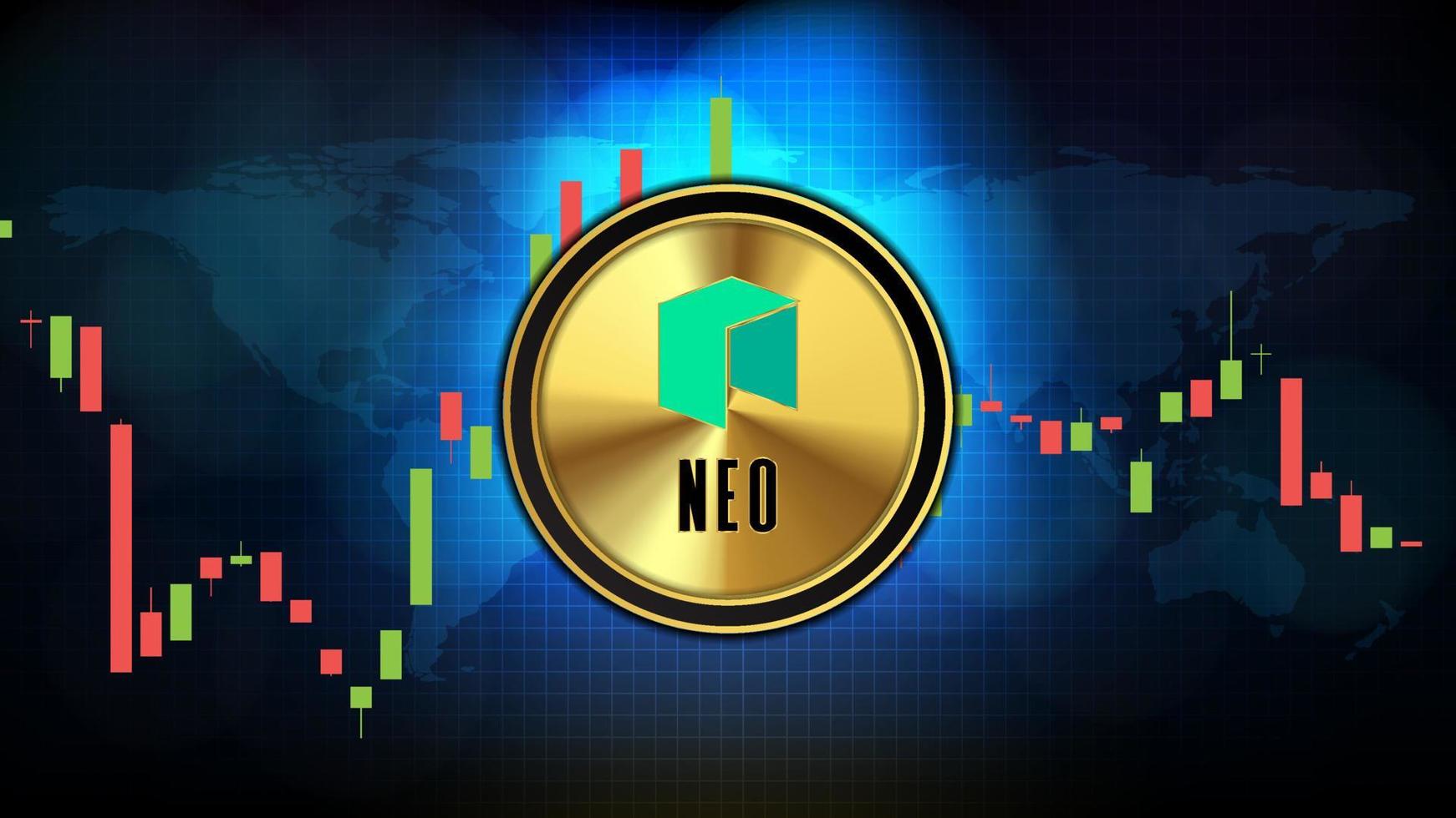 abstract futuristic technology background of Neo NEO Price graph Chart coin digital cryptocurrency vector