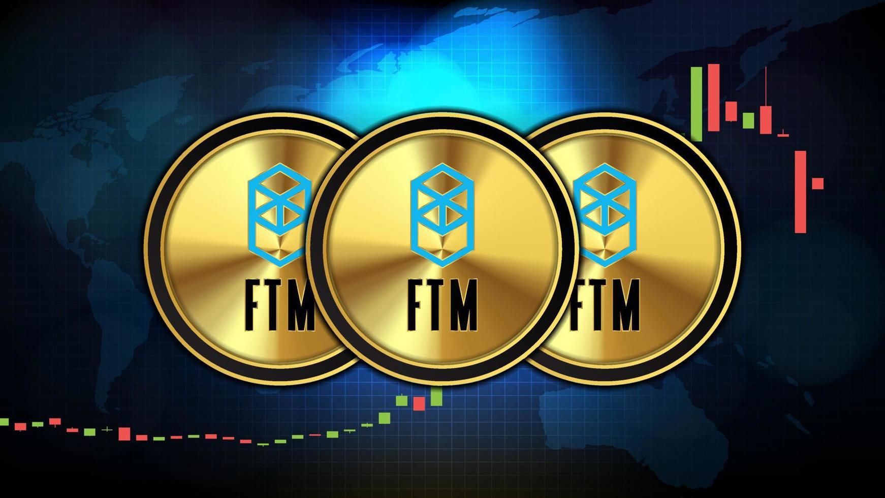 abstract futuristic technology background of Fantom FTM Price graph Chart coin digital cryptocurrency vector