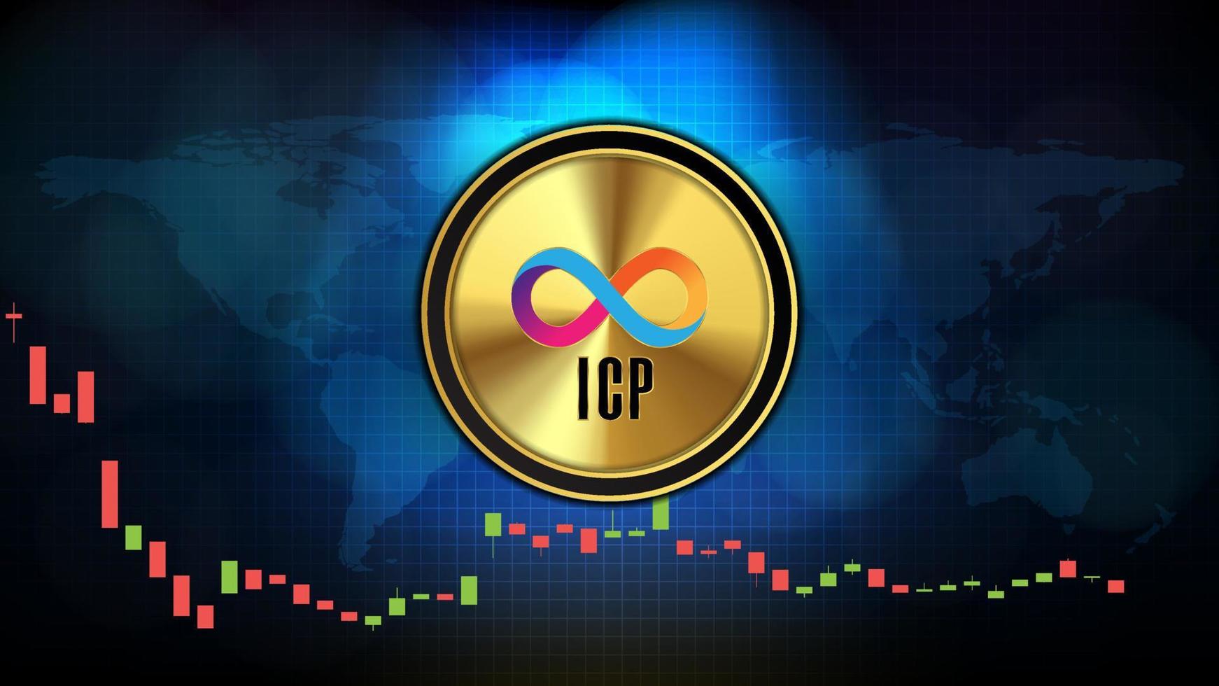 abstract futuristic technology background of Internet Computer ICP Price graph Chart coin digital cryptocurrency vector