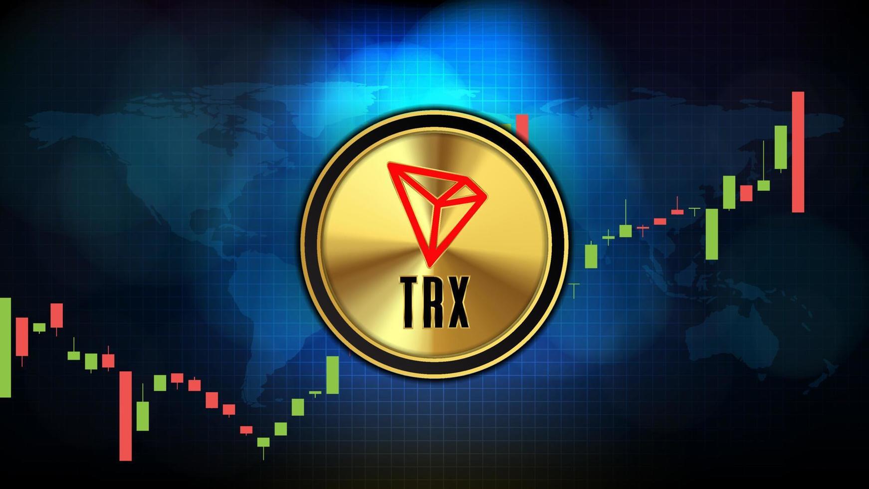 abstract futuristic technology background of TRON TRX Price graph Chart coin digital cryptocurrency vector