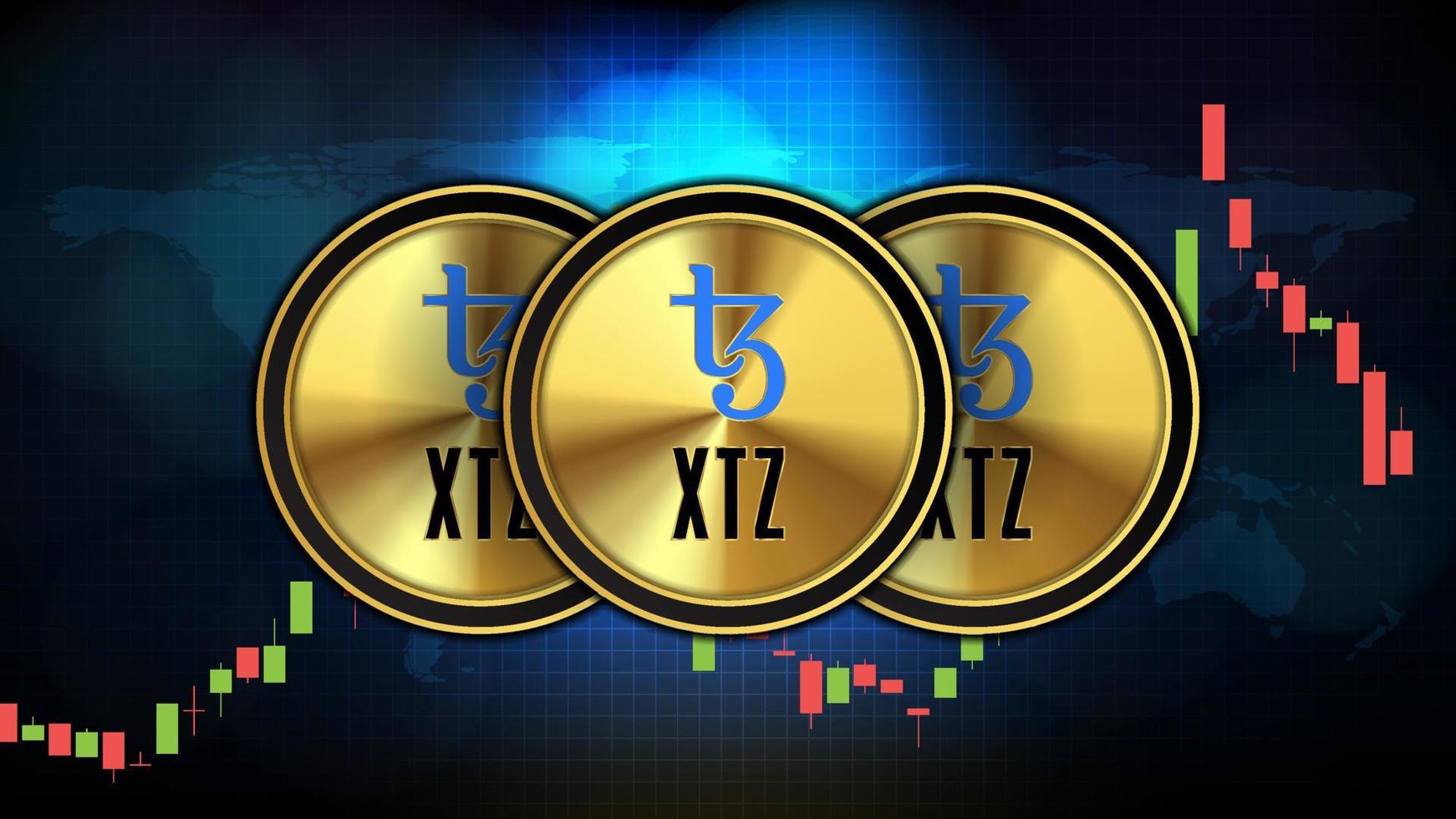 abstract futuristic technology background of Tezos XTZ Price graph Chart coin digital cryptocurrency vector
