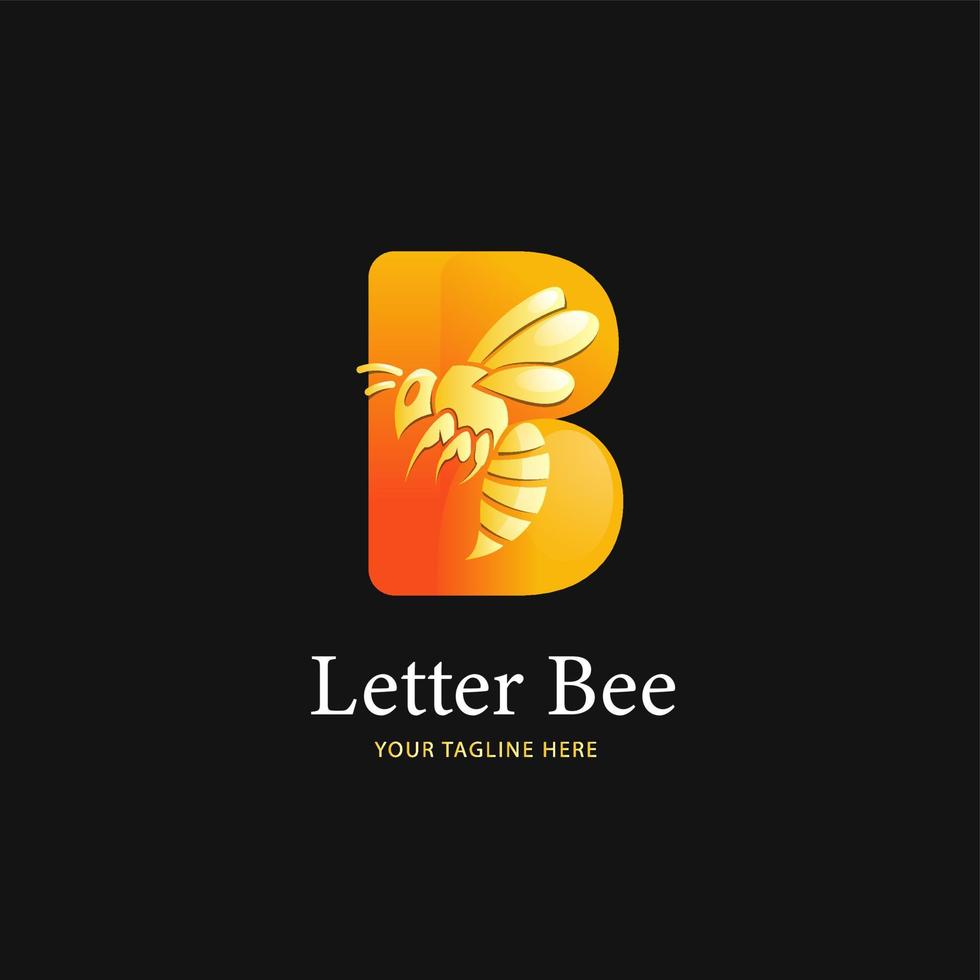 logotipo de letra b y diseño de logotipo de abeja, plantilla de logotipo vector