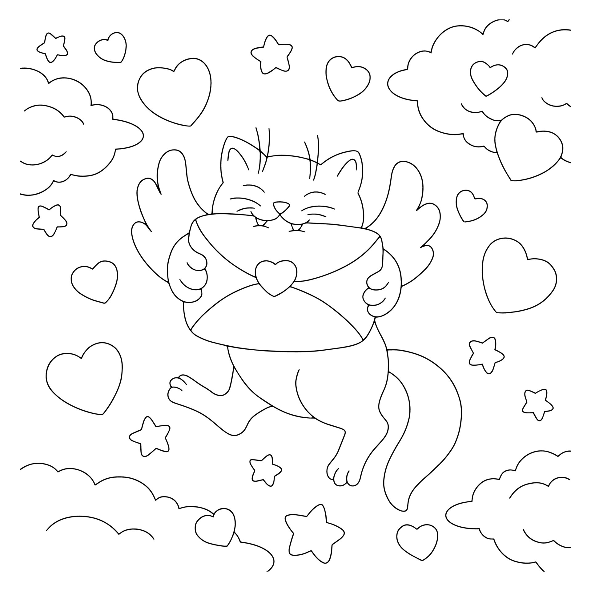 57 Cat Valentine Coloring Pages  Free