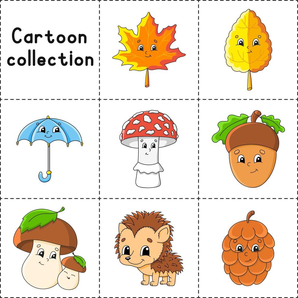 Cartoon character. Autumn theme. Colorful vector illustration. Isolated on white background. Design element. Template for your design, books, stickers, cards.