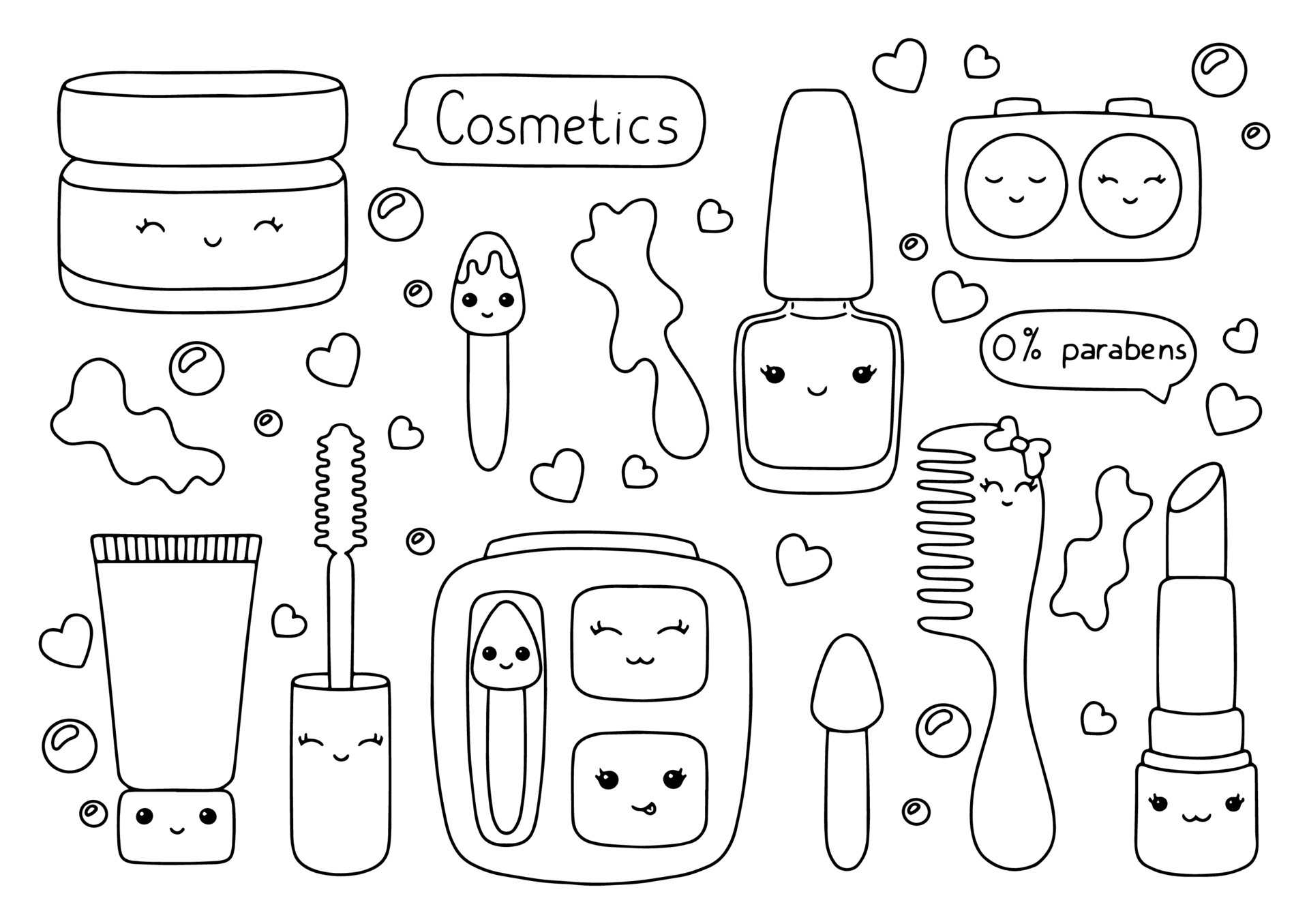 Kids Cosmetics Theme Cartoon Style