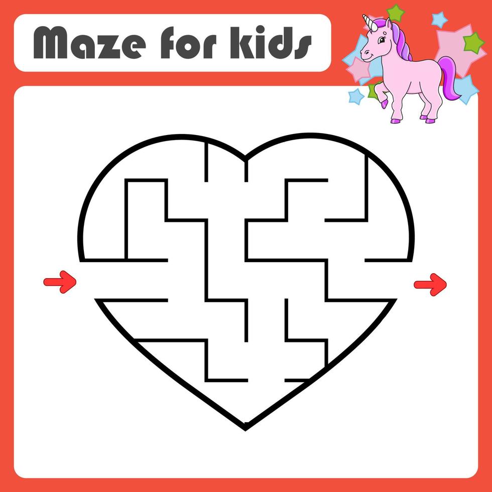 Abstract maze. Game for kids. Puzzle for children. Cartoon style. Labyrinth conundrum. Color vector illustration. Find the right path. Cute character.