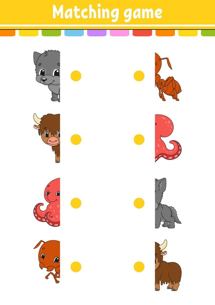 Description skirmish Not complicated Matching game. Draw a line. Education developing worksheet. Activity page  with color pictures. Riddle for children. Isolated vector illustration.  Cute character. Cartoon style. 5516335 Vector Art at Vecteezy