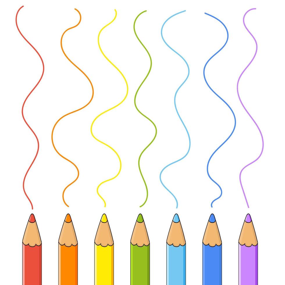 Colour pencils. Design element. Vector illustration isolated on white background. Template for books, stickers, posters, cards, clothes.