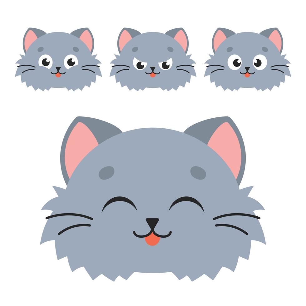 Cute cat. Cartoon character. Colorful vector illustration. Isolated on white background. Design element. Template for your design, books, stickers, cards.