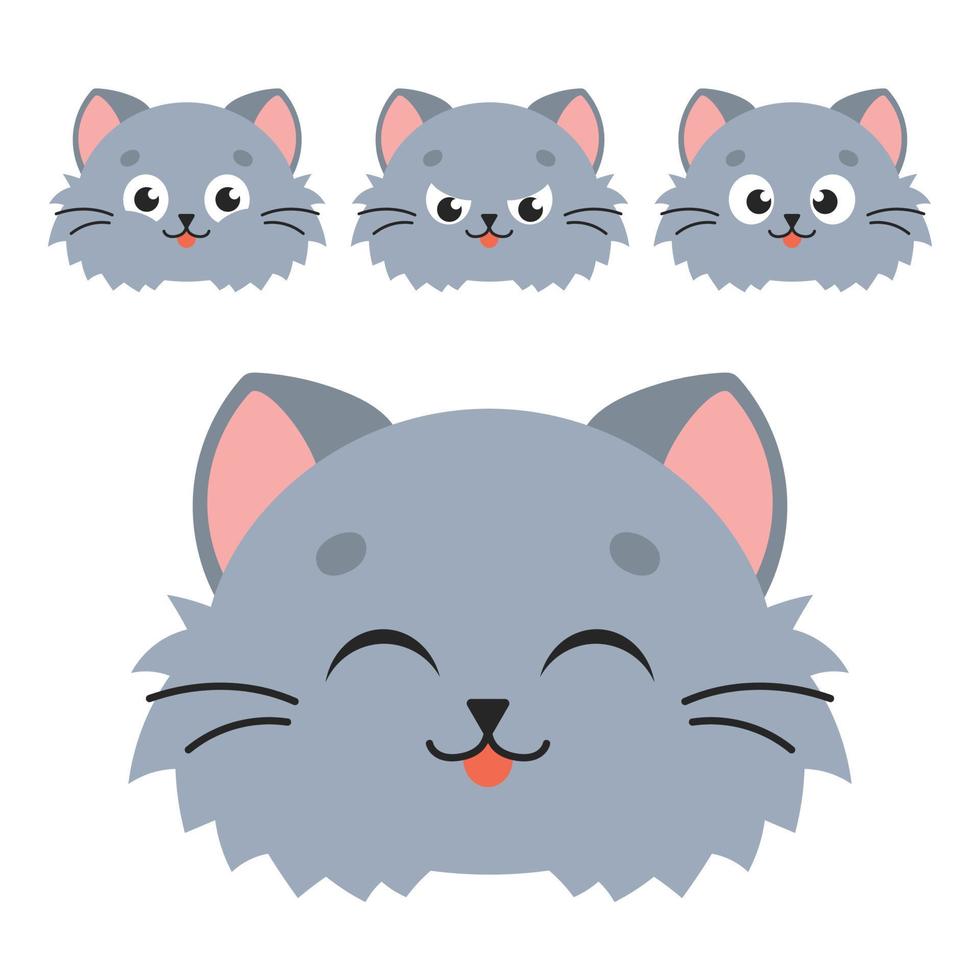 Cute cat. Cartoon character. Colorful vector illustration. Isolated on white background. Design element. Template for your design, books, stickers, cards.