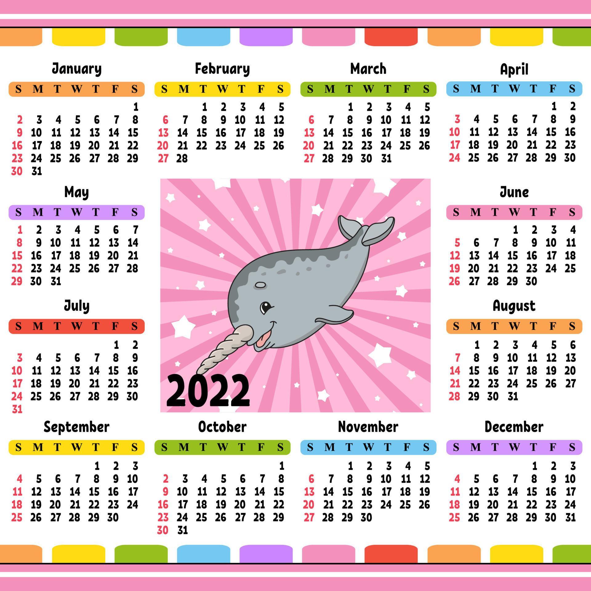 Calendar 2024. English colorful vector square wall or pocket calender template. 