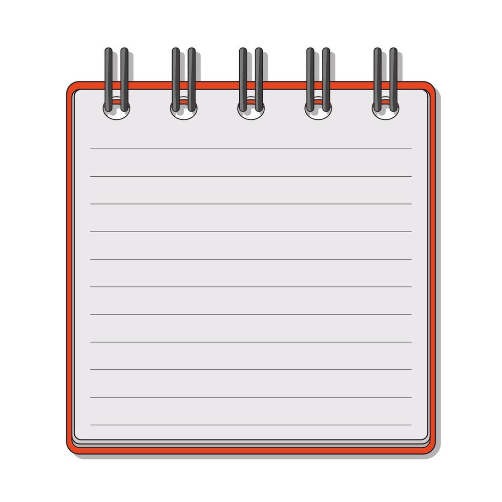 Open notepad for notes. Subject in the office, at home. Vector illustration isolated on white background.