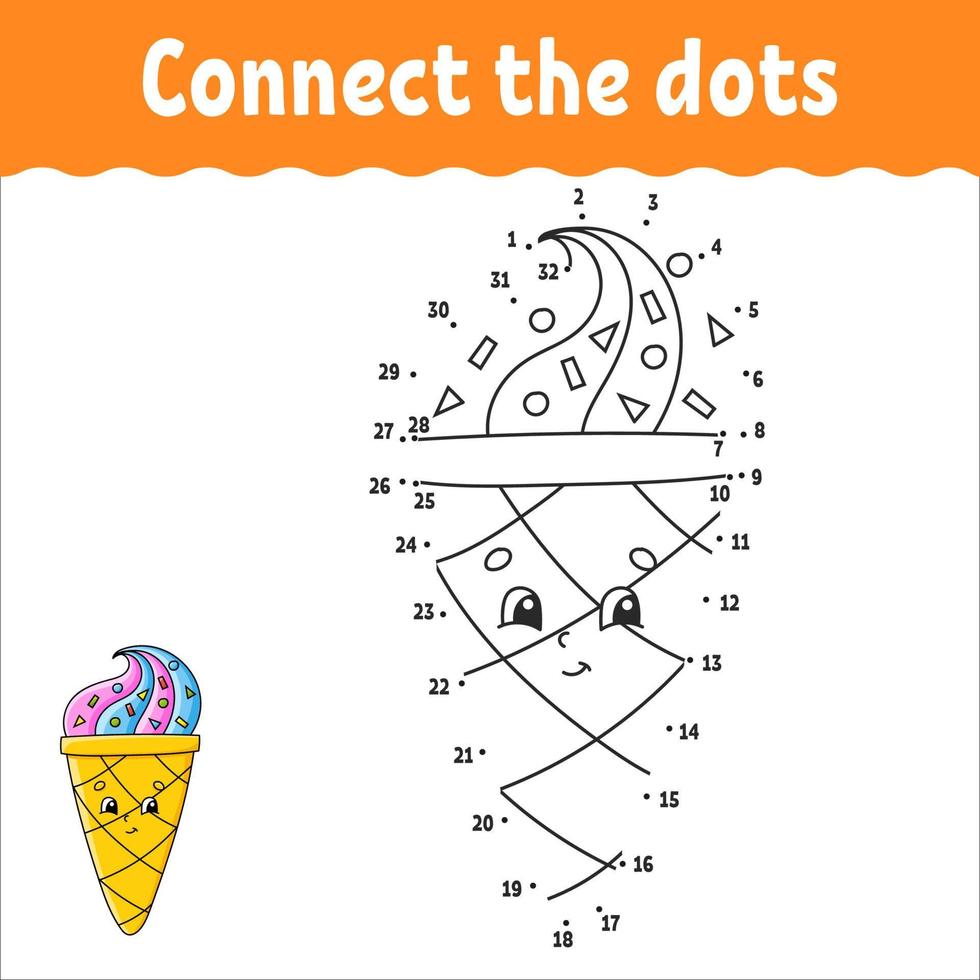 Dot to dot. Draw a line. Handwriting practice. Learning numbers for kids. Education worksheet. Activity coloring page. Coon style. With answer. vector
