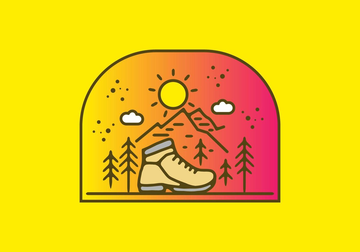 Line art illustration of outdoor shoes vector