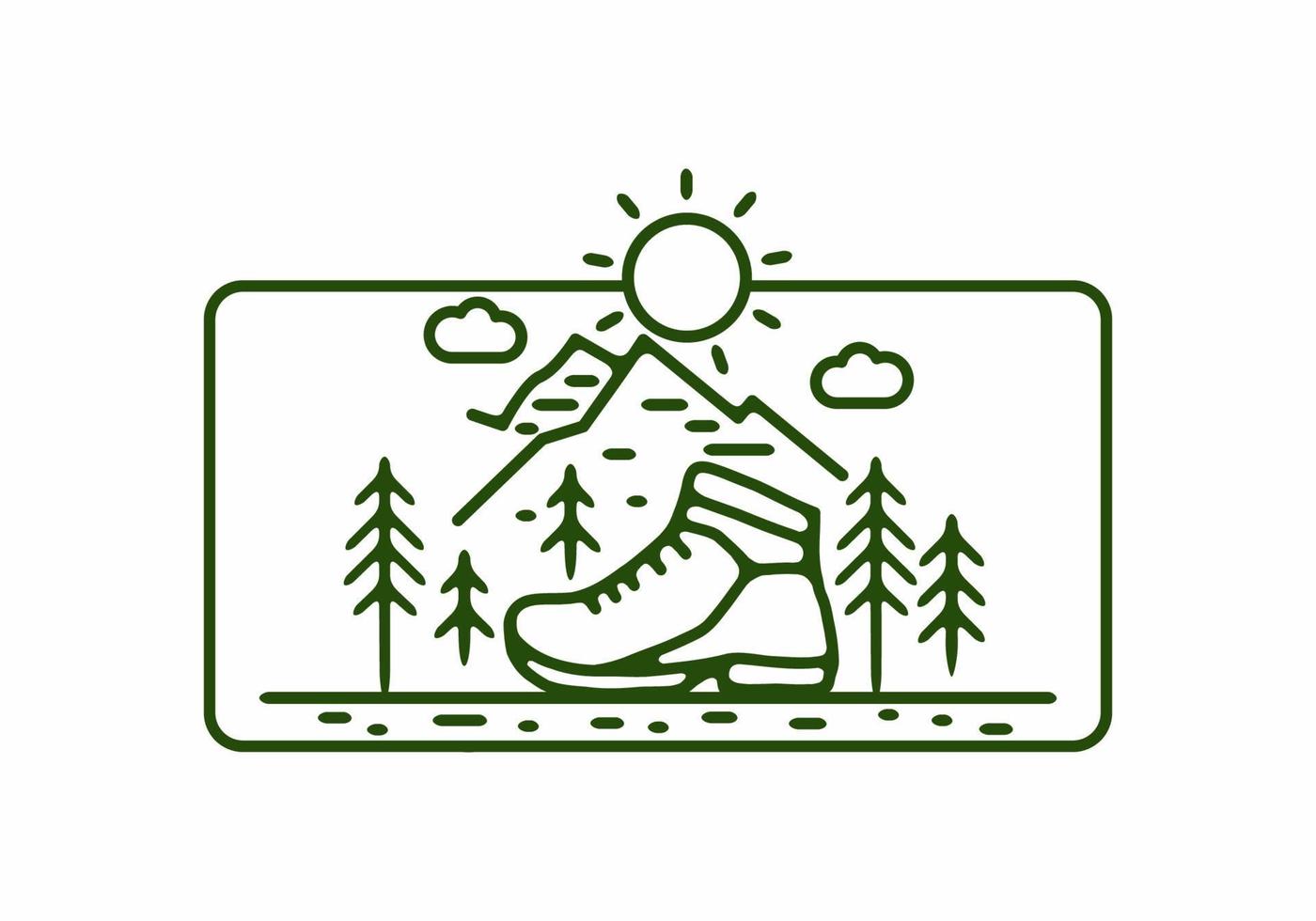 Line art illustration of outdoor shoes vector