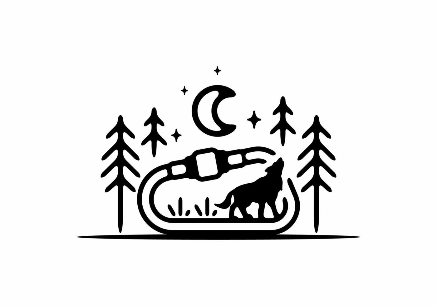 Line art illustration of wild wolf vector